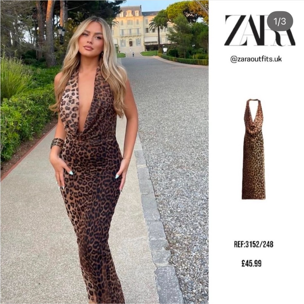 Zara animal print tulle halter dress